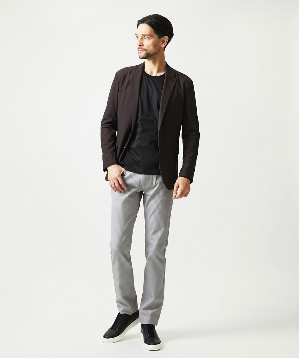 MNDJF01430 MICHEL KLEIN HOMME(ミッシェルクラン オム) 【セットアップ】トリコットメッシュテーラードジャケット ブラウン