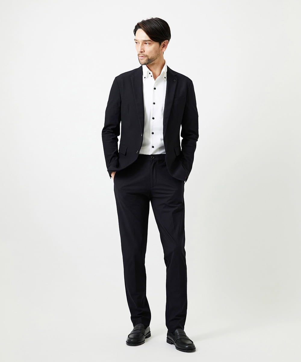 MNDJF01430 MICHEL KLEIN HOMME(ミッシェルクラン オム) 【セットアップ】トリコットメッシュテーラードジャケット ブラック