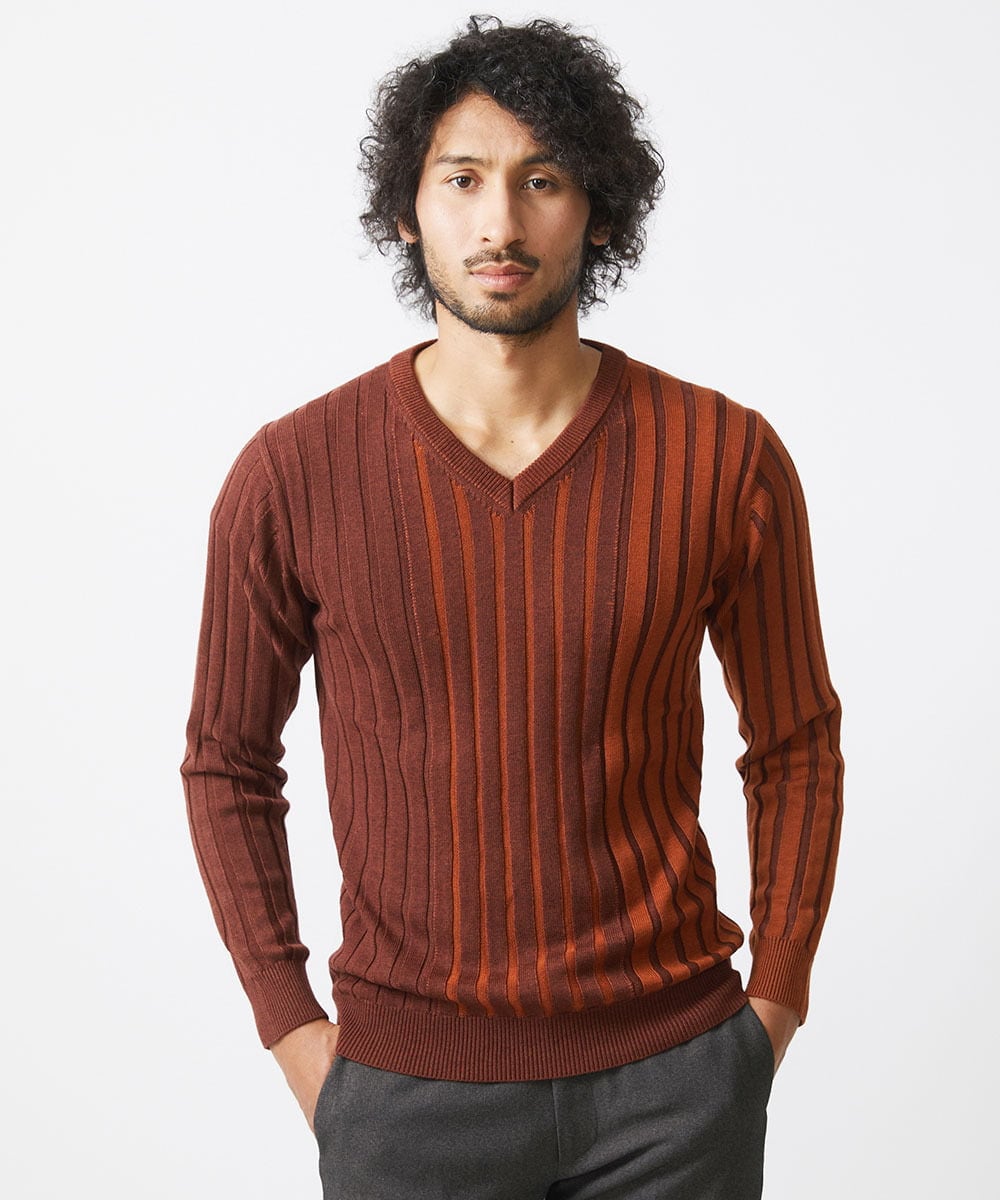 MNFAC01170 MICHEL KLEIN HOMME(ミッシェルクラン オム) グラデーションVネックニット オレンジ