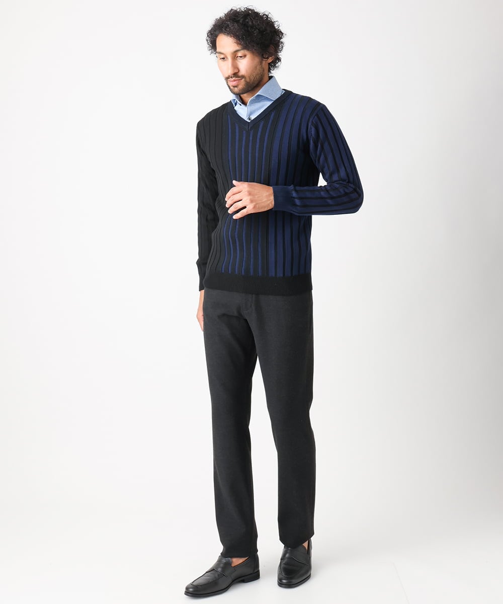 MNFAC01170 MICHEL KLEIN HOMME(ミッシェルクラン オム) グラデーションVネックニット ネイビー