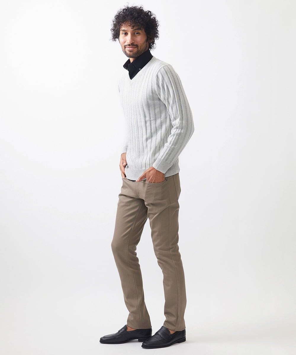 MNFAC01170 MICHEL KLEIN HOMME(ミッシェルクラン オム) グラデーションVネックニット ライトグレー