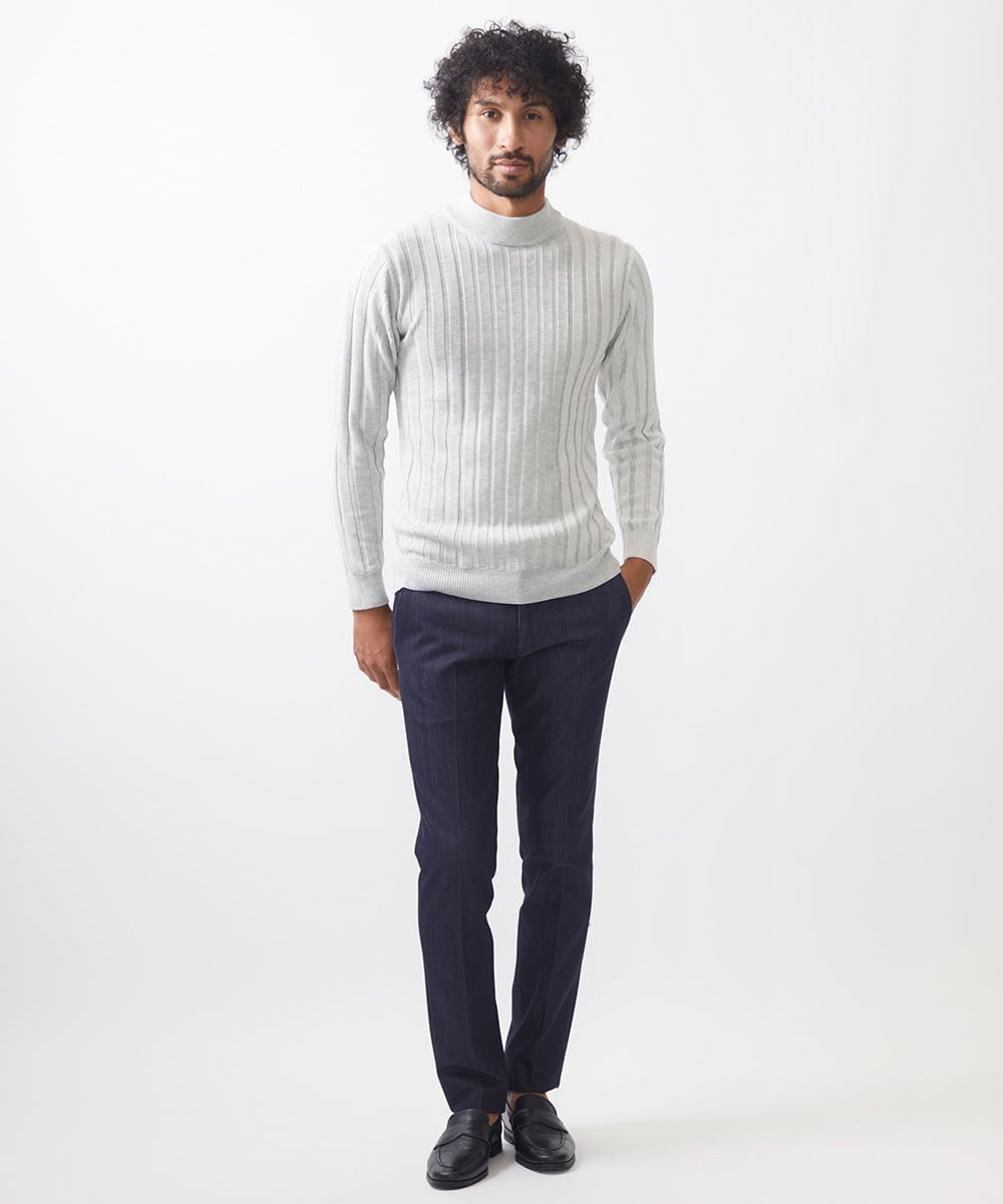 MNFAC02180 MICHEL KLEIN HOMME(ミッシェルクラン オム) グラデーションモックネックニット ライトグレー