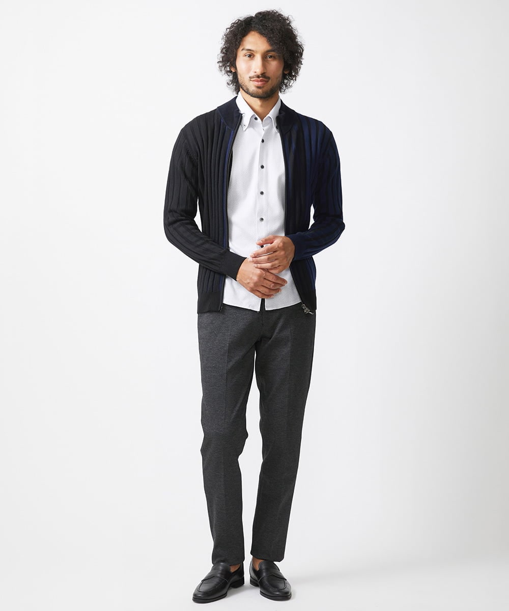 MNFAC03200 MICHEL KLEIN HOMME(ミッシェルクラン オム) グラデーションジップアップニット ネイビー