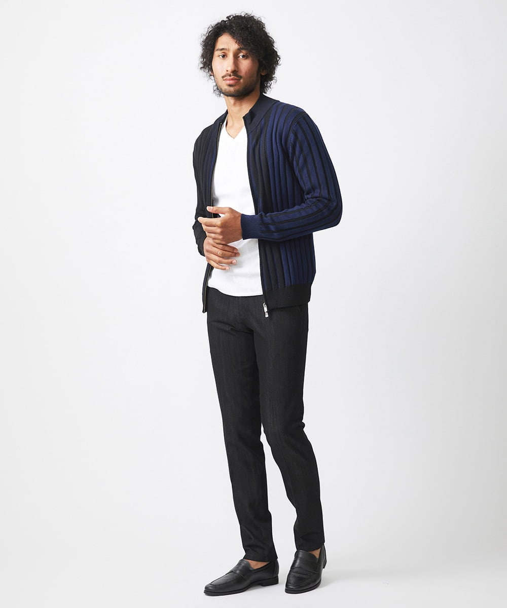 MNFAC03200 MICHEL KLEIN HOMME(ミッシェルクラン オム) グラデーションジップアップニット ネイビー