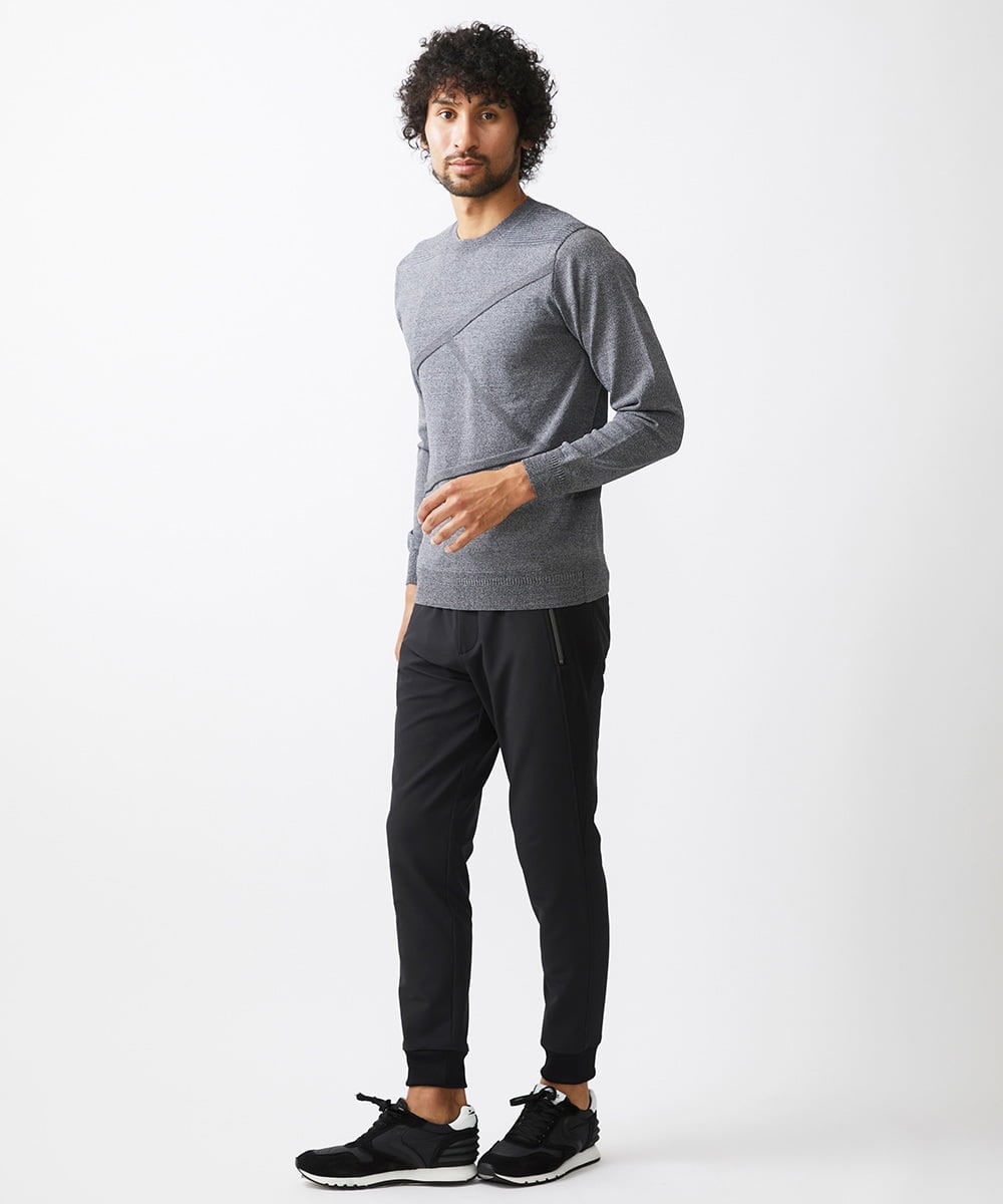 MNFAC50180 MICHEL KLEIN HOMME(ミッシェルクラン オム) 切り替えストレッチクルーネックニット グレー