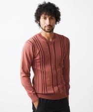 MNFAC51180 MICHEL KLEIN HOMME(ミッシェルクラン オム) 切り替えストレッチVネックニット レッド
