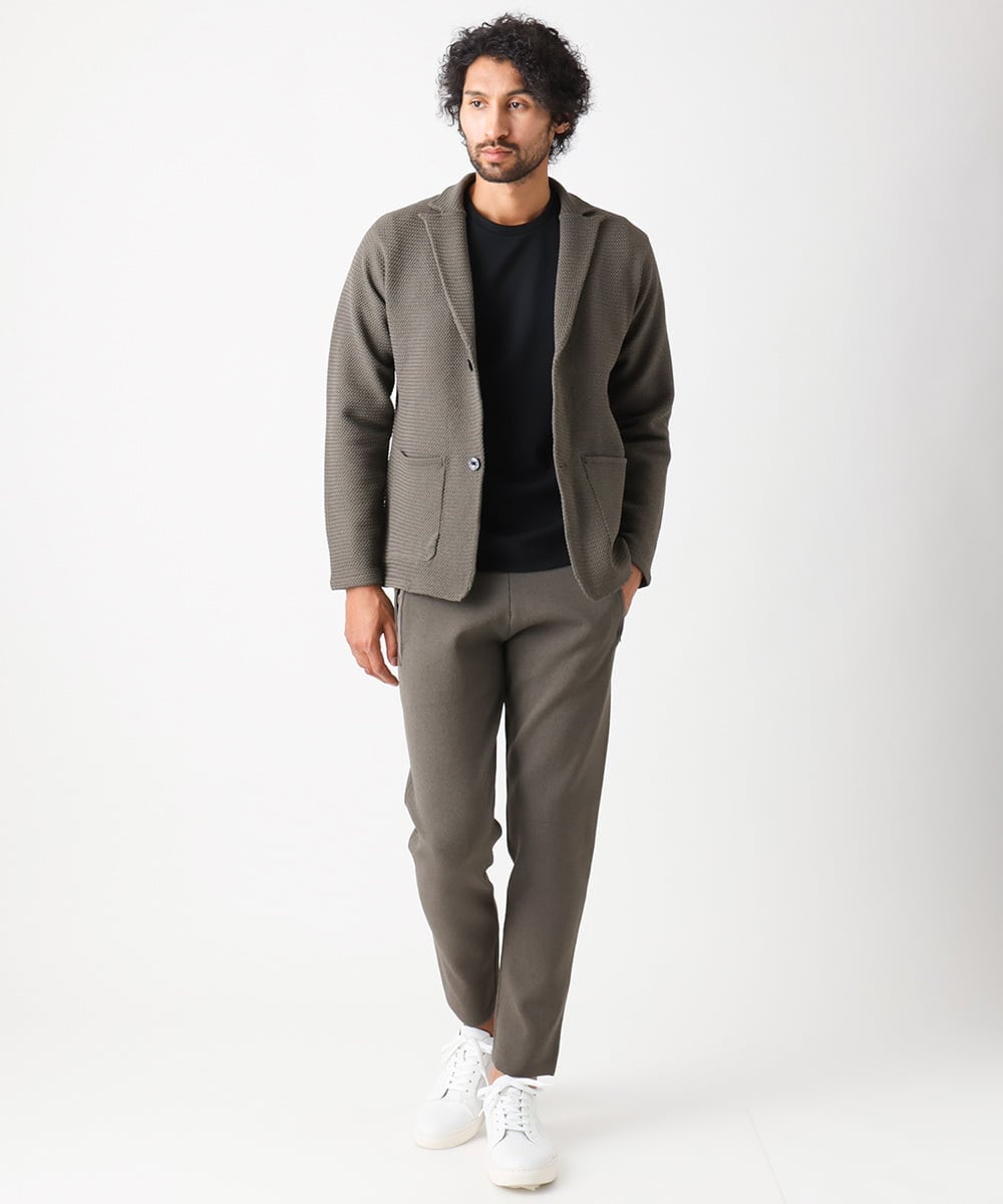 MNFAC53270 MICHEL KLEIN HOMME(ミッシェルクラン オム) ハイゲージニットテーラードジャケット セットアップ ブラウン