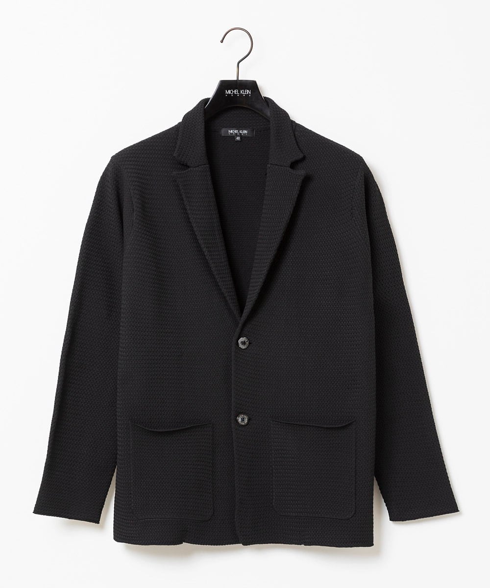 MNFAC53270 MICHEL KLEIN HOMME(ミッシェルクラン オム) ハイゲージニットテーラードジャケット セットアップ ブラック