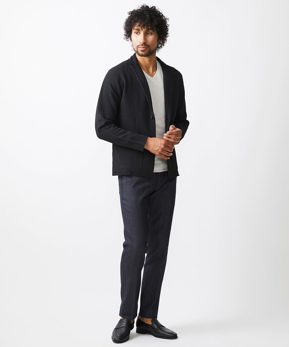 MNFAC53270 MICHEL KLEIN HOMME(ミッシェルクラン オム) ハイゲージニットテーラードジャケット セットアップ ブラック