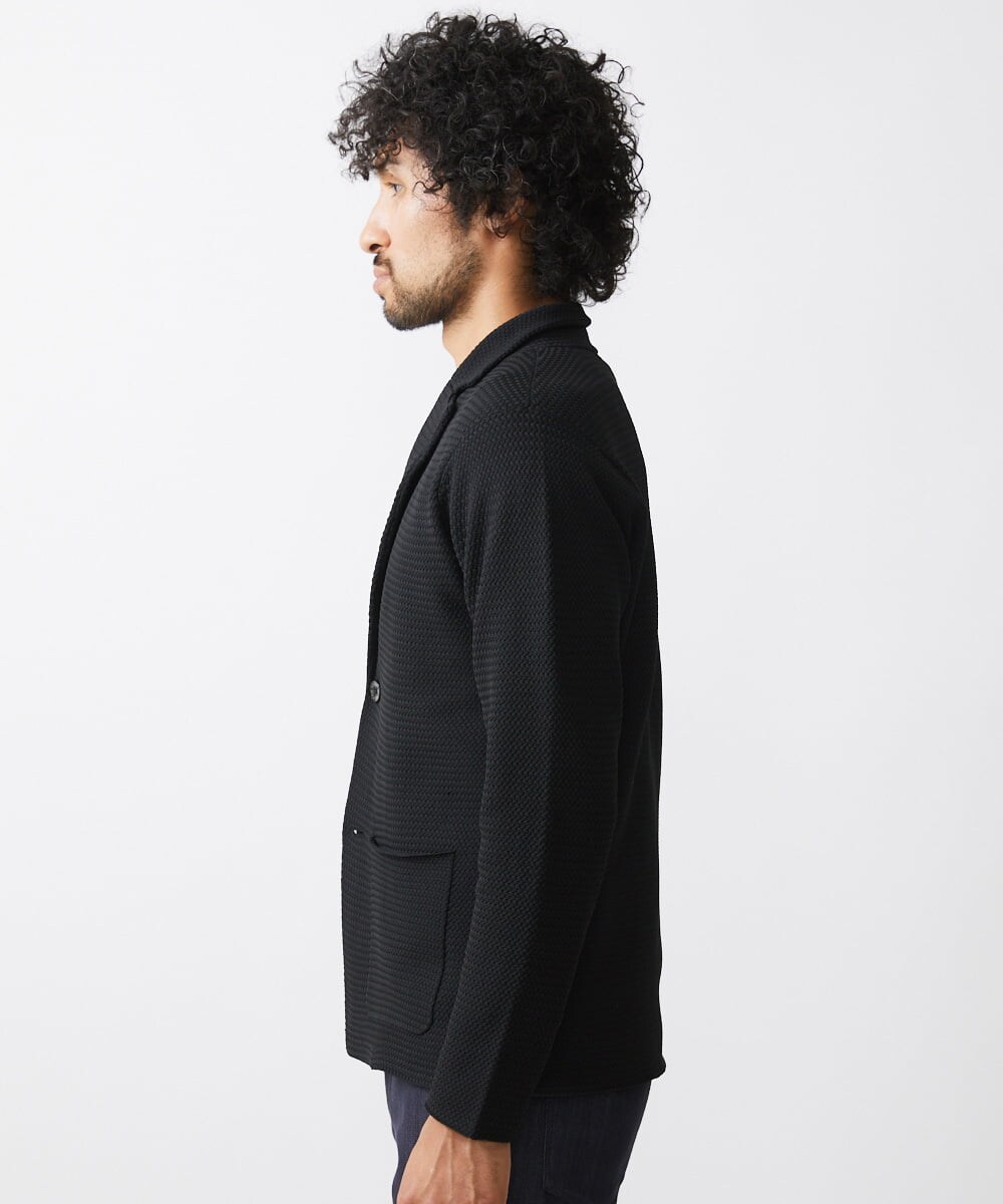 MNFAC53270 MICHEL KLEIN HOMME(ミッシェルクラン オム) ハイゲージニットテーラードジャケット セットアップ ブラック