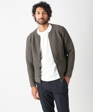 MNFAC54230 MICHEL KLEIN HOMME(ミッシェルクラン オム) ニットノーカラーブルゾン セットアップ ブラウン