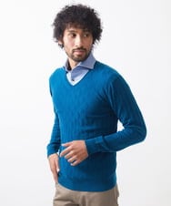 MNFAC55250 MICHEL KLEIN HOMME(ミッシェルクラン オム) ダイヤ柄Vネックニット カーキ