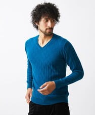 MNFAC55250 MICHEL KLEIN HOMME(ミッシェルクラン オム) ダイヤ柄Vネックニット カーキ