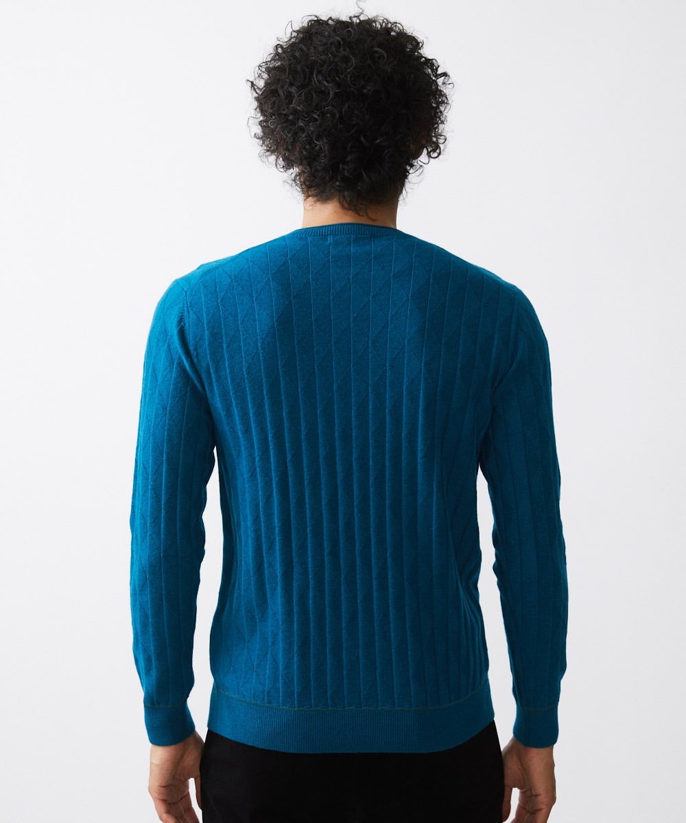 MNFAC55250 MICHEL KLEIN HOMME(ミッシェルクラン オム) ダイヤ柄Vネックニット カーキ