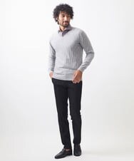 MNFAC55250 MICHEL KLEIN HOMME(ミッシェルクラン オム) ダイヤ柄Vネックニット ライトグレー