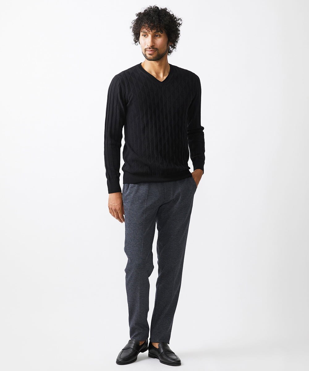 MNFAC55250 MICHEL KLEIN HOMME(ミッシェルクラン オム) ダイヤ柄Vネックニット ブラック