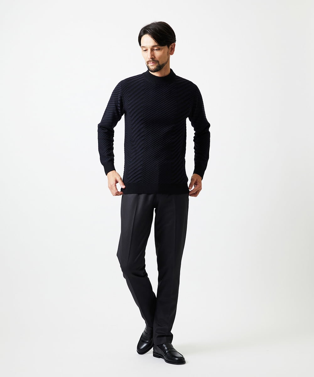 MNFAF01180 MICHEL KLEIN HOMME(ミッシェルクラン オム) グラデーションモックネックニット ネイビー