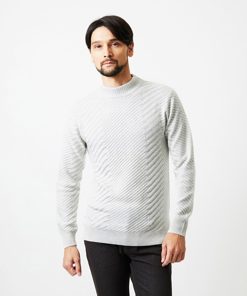 MNFAF01180 MICHEL KLEIN HOMME(ミッシェルクラン オム) グラデーションモックネックニット ライトグレー