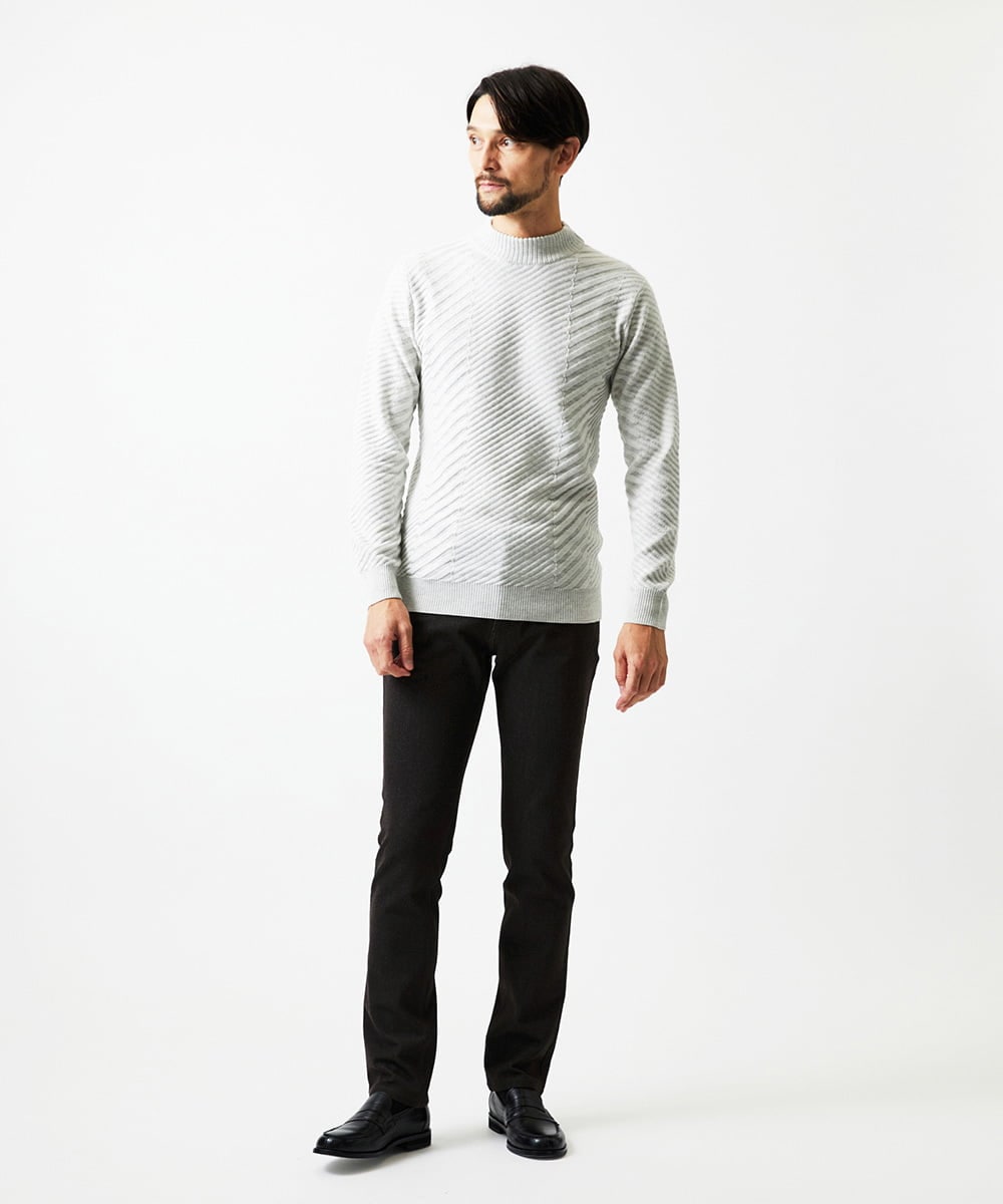MNFAF01180 MICHEL KLEIN HOMME(ミッシェルクラン オム) グラデーションモックネックニット ライトグレー