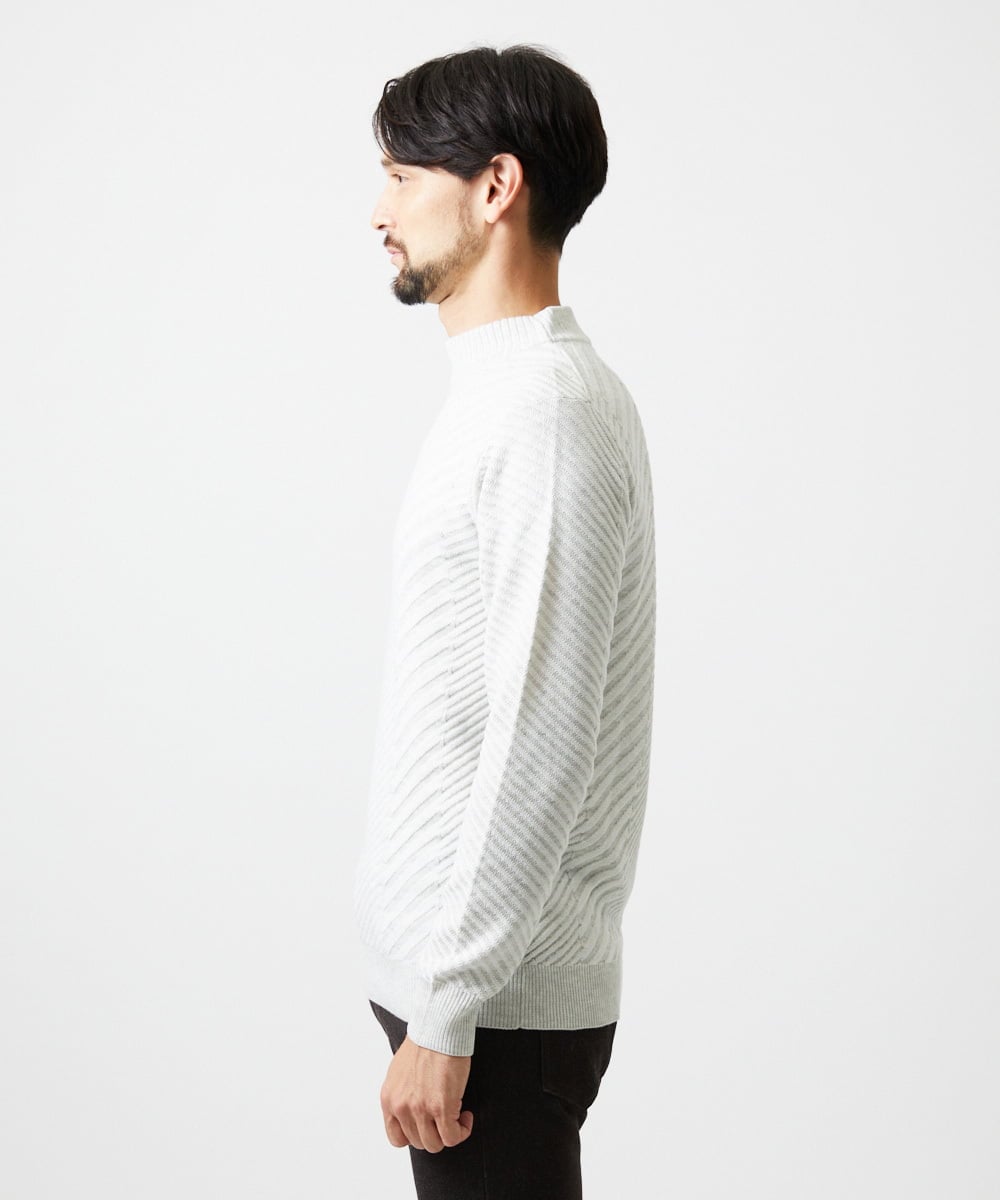 MNFAF01180 MICHEL KLEIN HOMME(ミッシェルクラン オム) グラデーションモックネックニット ライトグレー