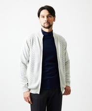 MNFAF02200 MICHEL KLEIN HOMME(ミッシェルクラン オム) グラデーションスタンドカラーニットブルゾン ライトグレー