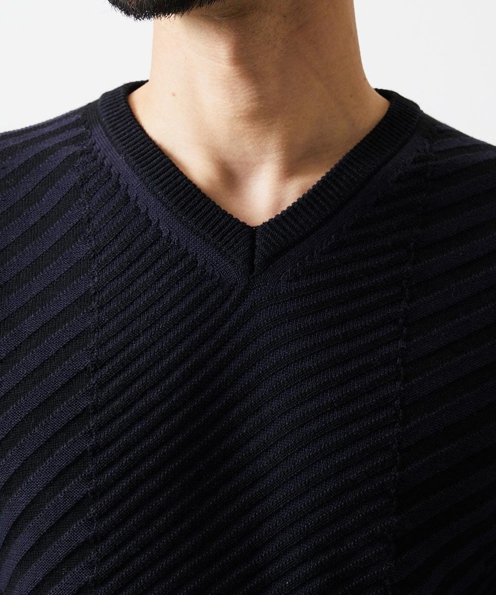 MNFAF03170 MICHEL KLEIN HOMME(ミッシェルクラン オム) グラデーションVネックニット ネイビー