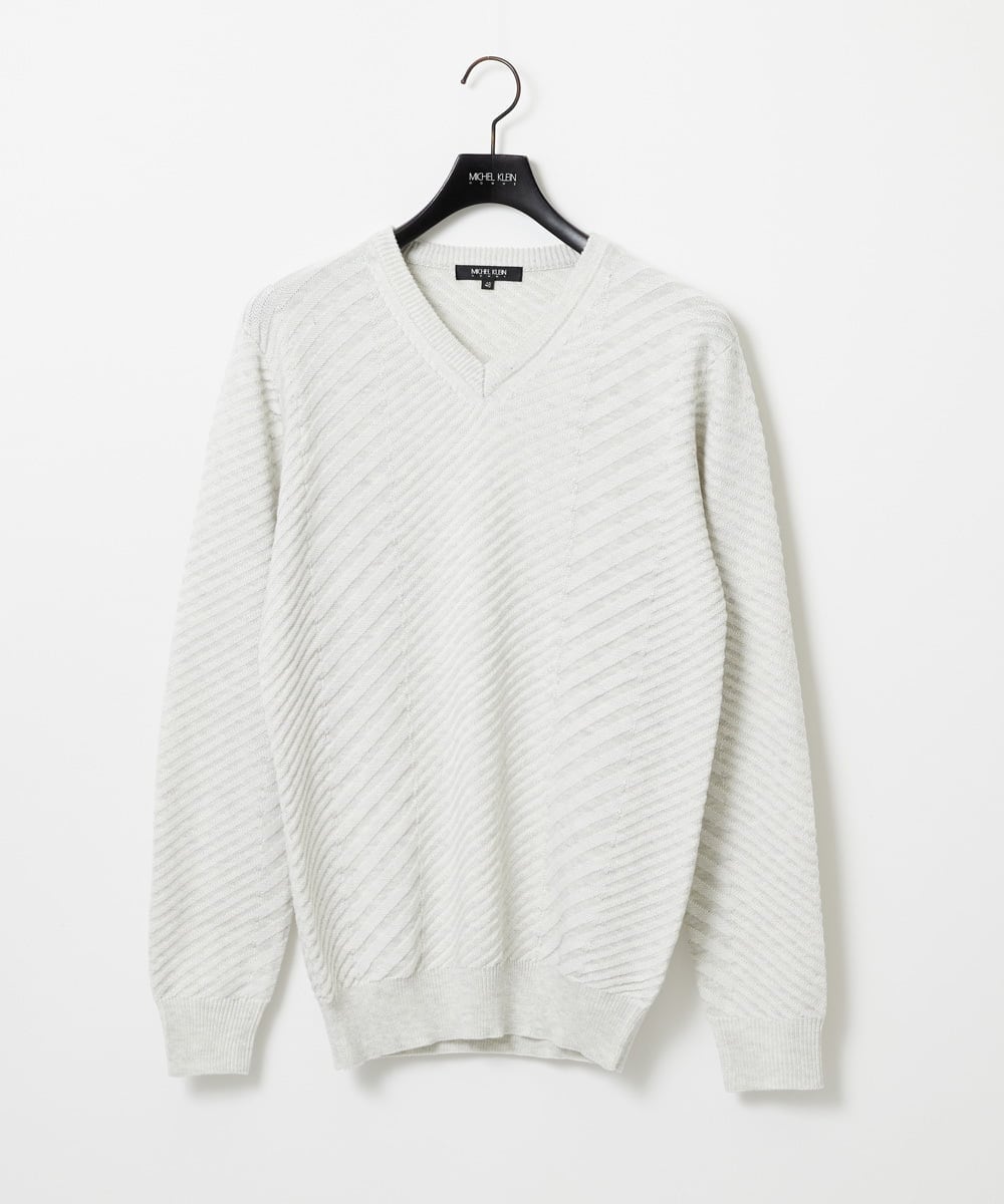 MNFAF03170 MICHEL KLEIN HOMME(ミッシェルクラン オム) グラデーションVネックニット ライトグレー