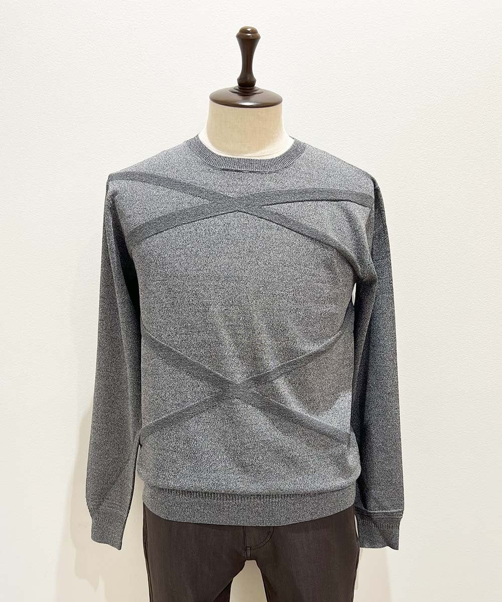 MNFAF50180 MICHEL KLEIN HOMME(ミッシェルクラン オム) 切り替えクルーネックニット グレー