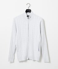 MNFAF51230 MICHEL KLEIN HOMME(ミッシェルクラン オム) 編み込みスタンドカラーニットブルゾン ライトグレー