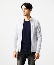 MNFAF51230 MICHEL KLEIN HOMME(ミッシェルクラン オム) 編み込みスタンドカラーニットブルゾン ライトグレー