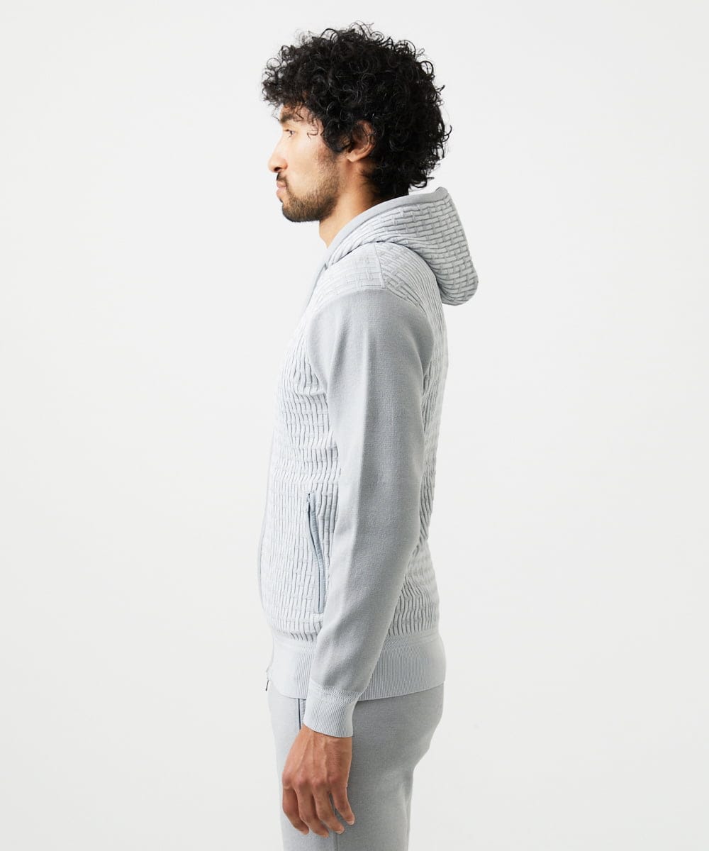 MNFAF54230 MICHEL KLEIN HOMME(ミッシェルクラン オム) 【セットアップ】ニットジップアップパーカー ライトグレー