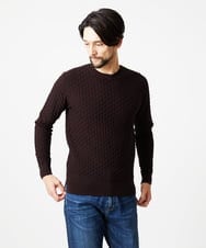 MNFAI52210 MICHEL KLEIN HOMME(ミッシェルクラン オム) 立体編柄クルーネックニット ブラウン