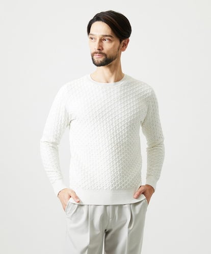 MNFAI52210 MICHEL KLEIN HOMME 立体編柄クルーネックニット