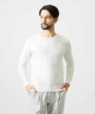 MNFAI52210 MICHEL KLEIN HOMME(ミッシェルクラン オム) 立体編柄クルーネックニット ホワイト