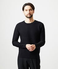 MNFAI52210 MICHEL KLEIN HOMME(ミッシェルクラン オム) 立体編柄クルーネックニット ブラック