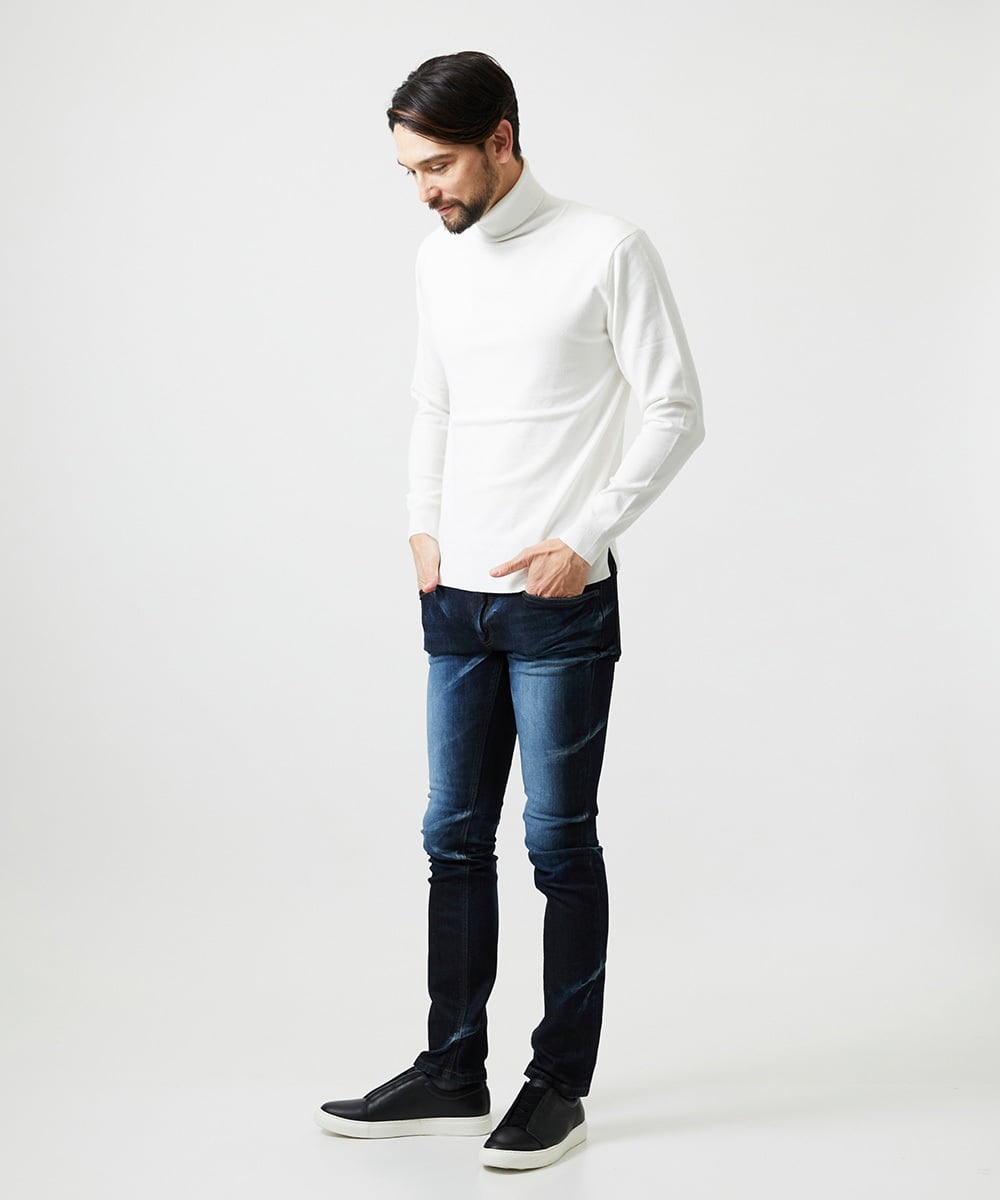 MNFAI53210 MICHEL KLEIN HOMME(ミッシェルクラン オム) 天竺編タートルネックニット ホワイト