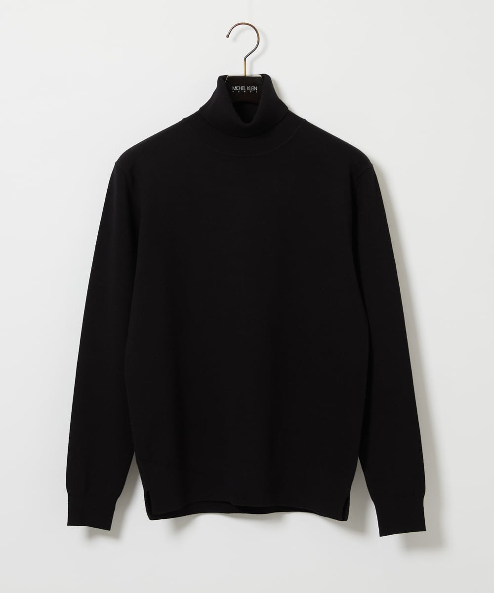 MNFAI53210 MICHEL KLEIN HOMME(ミッシェルクラン オム) 天竺編タートルネックニット ブラック
