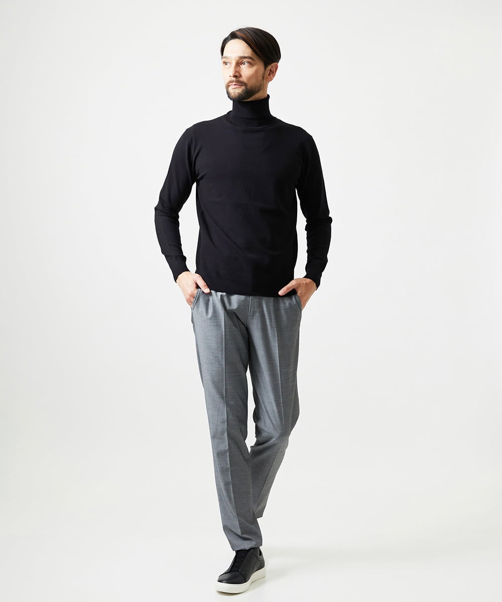 MNFAI53210 MICHEL KLEIN HOMME(ミッシェルクラン オム) 天竺編タートルネックニット ブラック