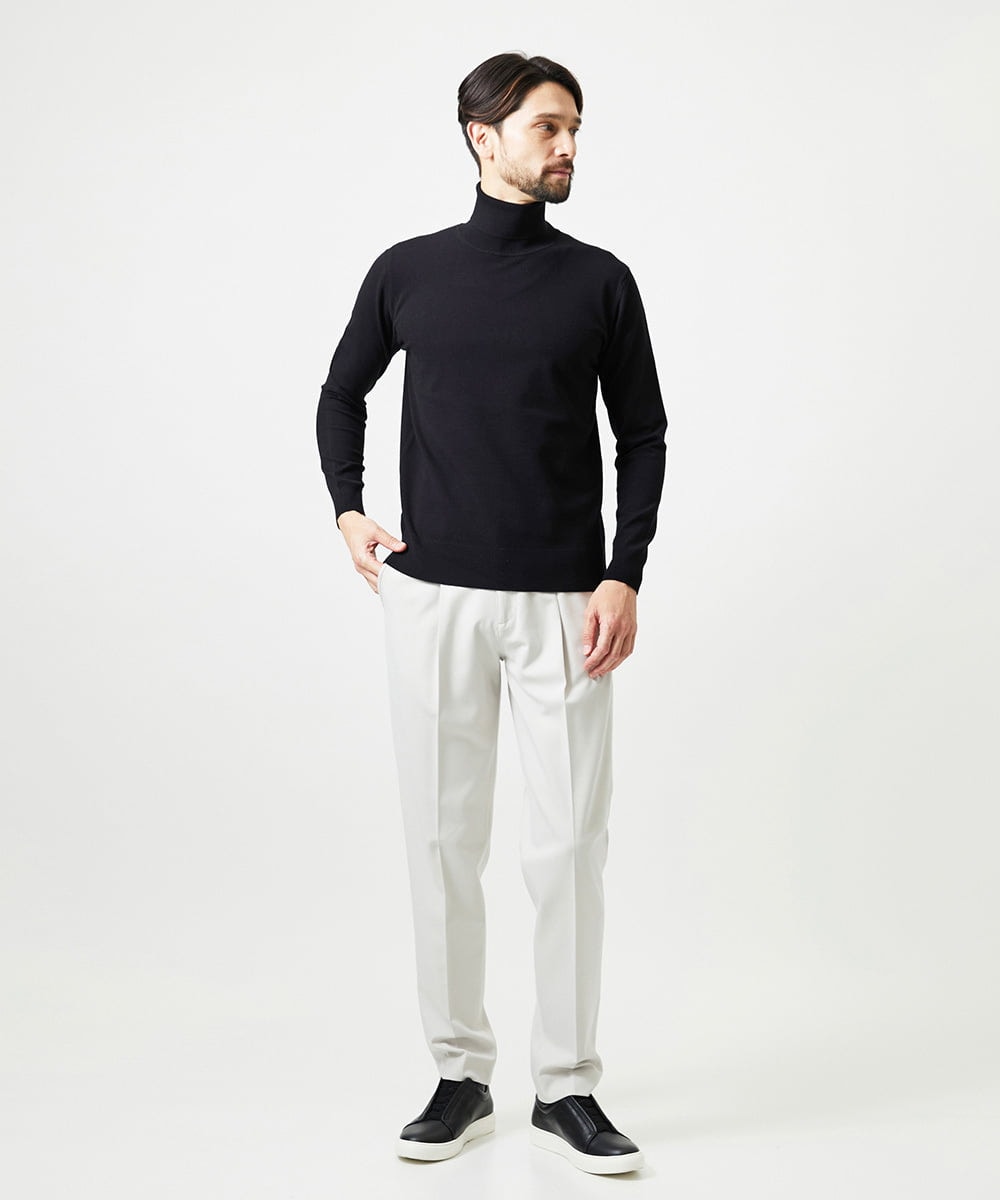 MNFAI53210 MICHEL KLEIN HOMME(ミッシェルクラン オム) 天竺編タートルネックニット ブラック