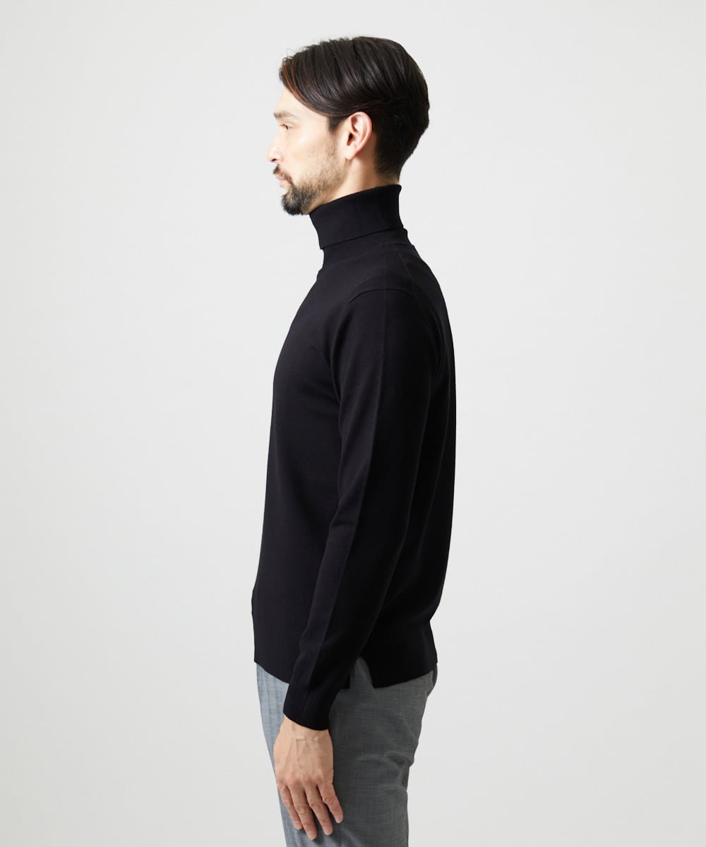 MNFAI53210 MICHEL KLEIN HOMME(ミッシェルクラン オム) 天竺編タートルネックニット ブラック