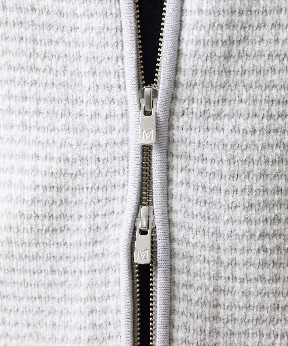 MNFCA80450 MICHEL KLEIN HOMME(ミッシェルクラン オム) 《日本製》モールスタンドZIPカーディガン ライトグレー