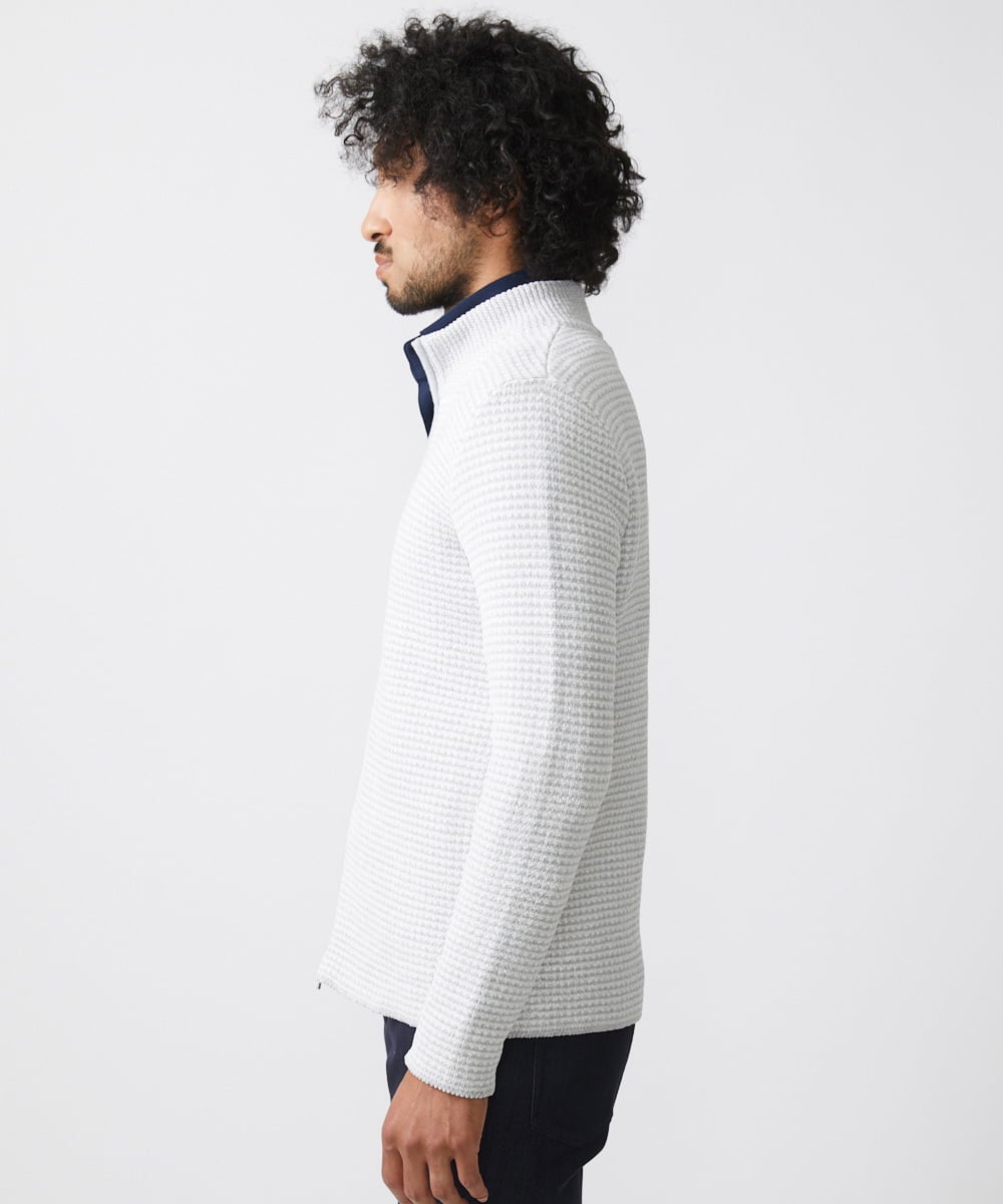 MNFCA80450 MICHEL KLEIN HOMME(ミッシェルクラン オム) 《日本製》モールスタンドZIPカーディガン ライトグレー