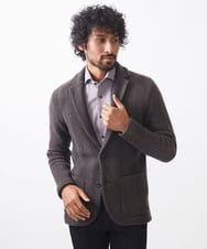 MNFCA81630 MICHEL KLEIN HOMME(ミッシェルクラン オム) 《日本製》へリンボン柄ウールニットジャケット ブラウン
