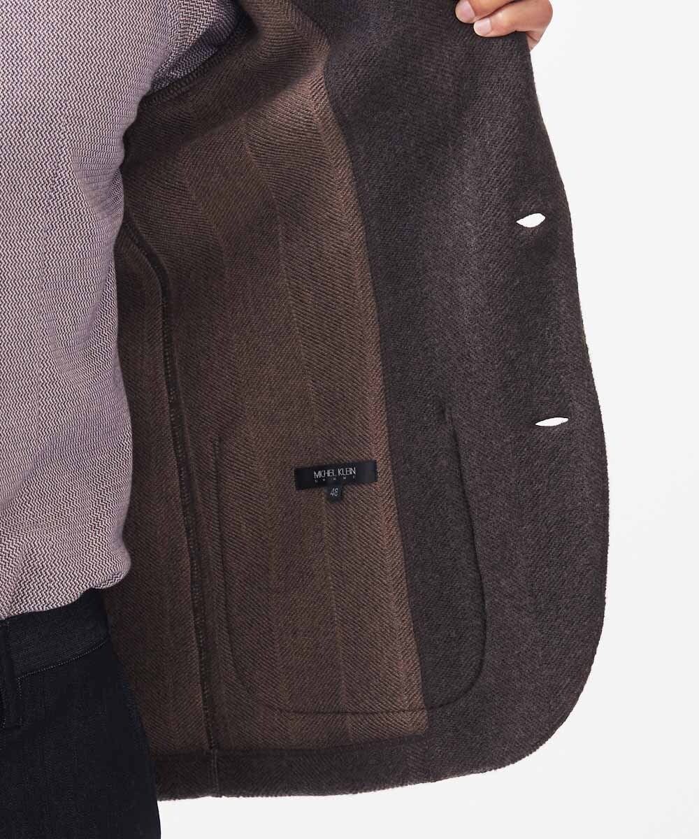 MNFCA81630 MICHEL KLEIN HOMME(ミッシェルクラン オム) 《日本製》へリンボン柄ウールニットジャケット ブラウン