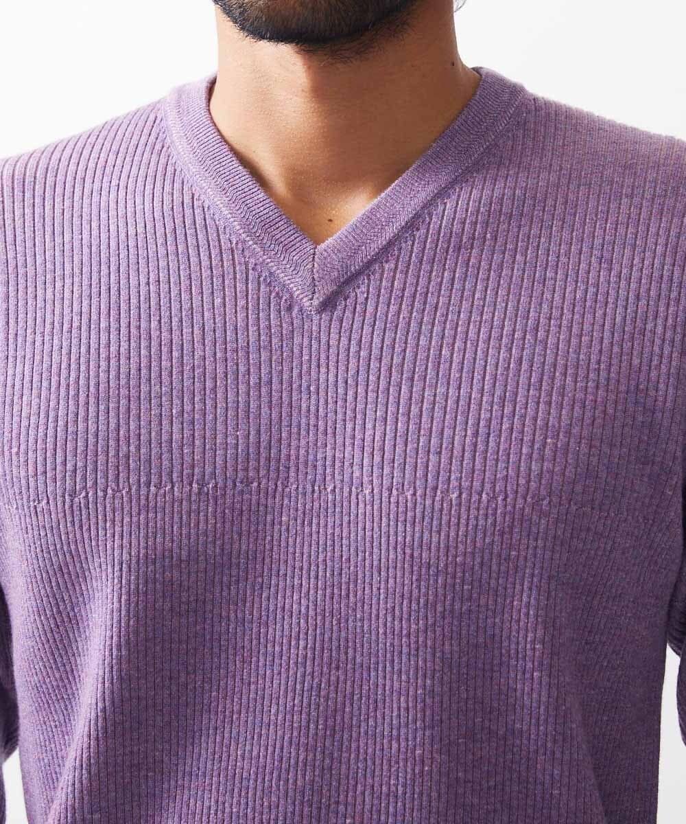 MNFCC61200 MICHEL KLEIN HOMME(ミッシェルクラン オム) リブ編みVネックニット パープル