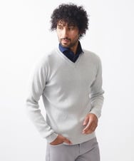MNFCC61200 MICHEL KLEIN HOMME(ミッシェルクラン オム) リブ編みVネックニット ライトグレー
