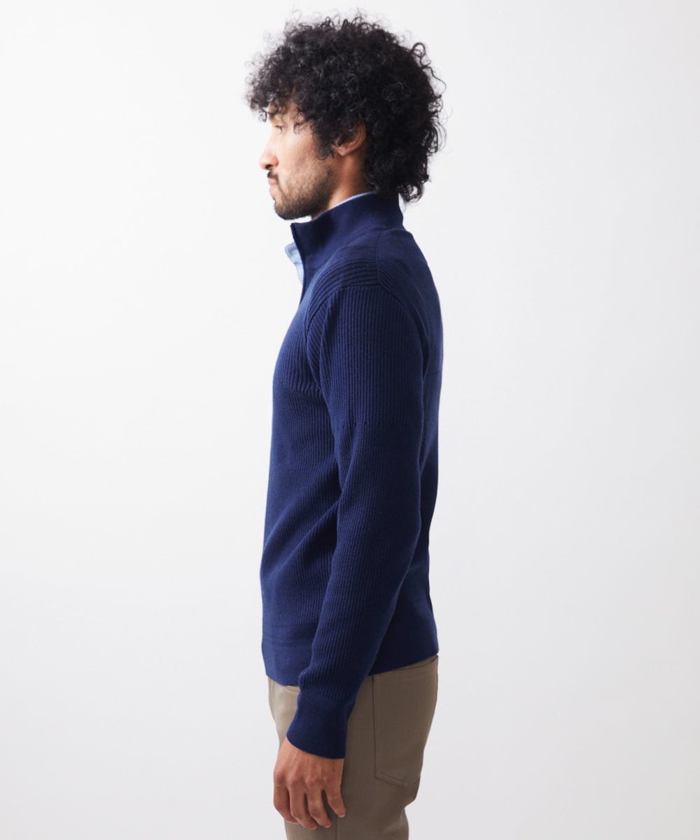 MNFCC62210 MICHEL KLEIN HOMME(ミッシェルクラン オム) リブ編みハーフジップニット ネイビー