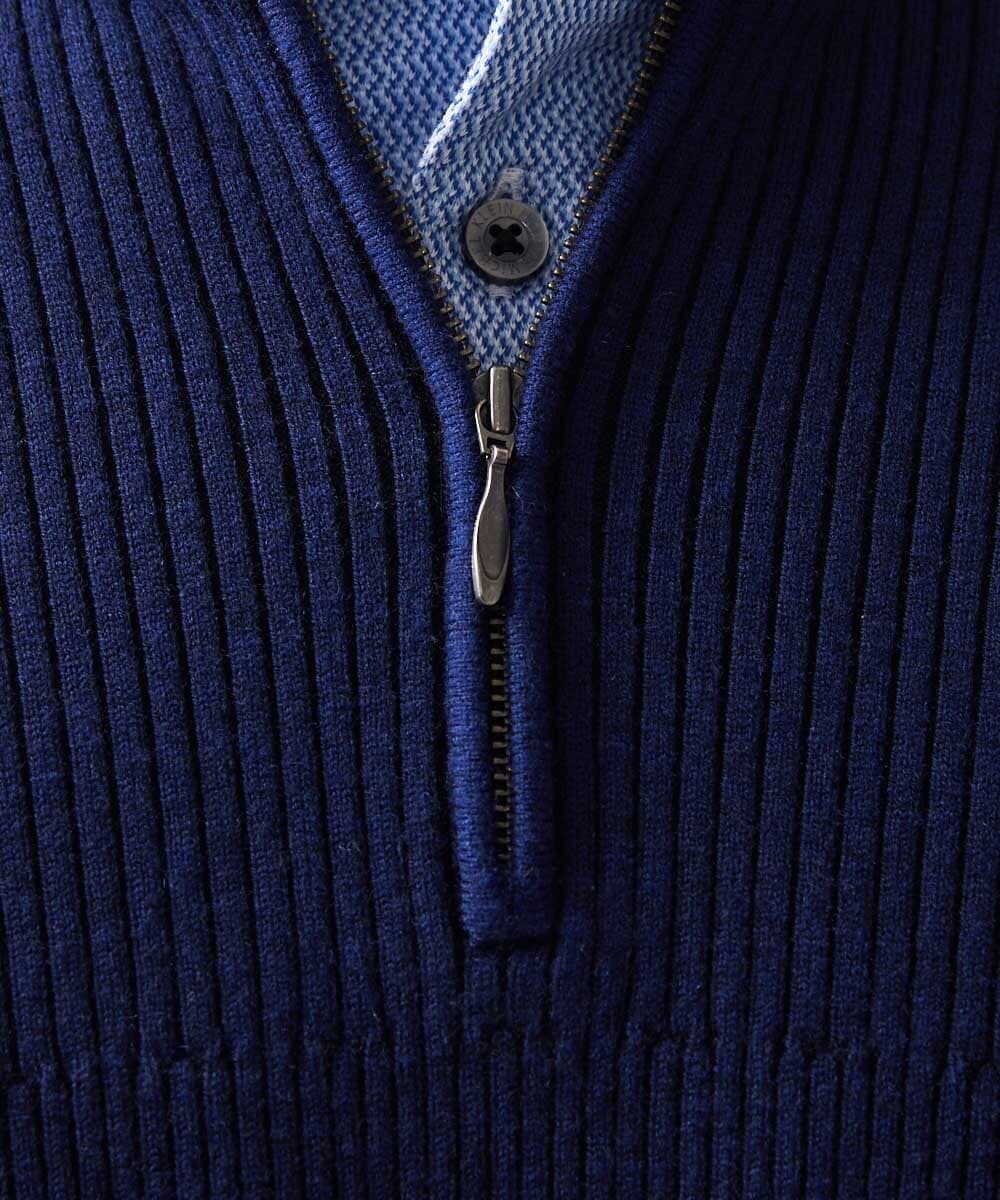 MNFCC62210 MICHEL KLEIN HOMME(ミッシェルクラン オム) リブ編みハーフジップニット ネイビー