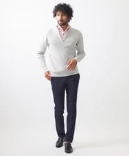 MNFCC62210 MICHEL KLEIN HOMME(ミッシェルクラン オム) リブ編みハーフジップニット ライトグレー