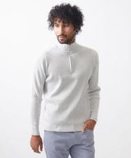 MNFCC62210 MICHEL KLEIN HOMME(ミッシェルクラン オム) リブ編みハーフジップニット ライトグレー